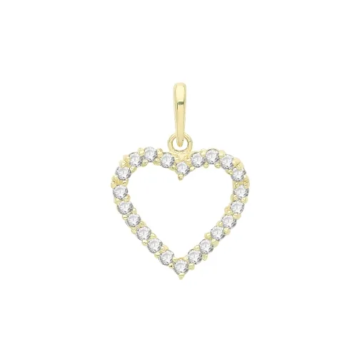 9ct Yellow Gold Ladies' Cz Pendant 11.7 X 11.3mm Heart